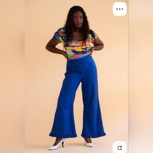 Samantha Pleet Blue Wide Leg Pants